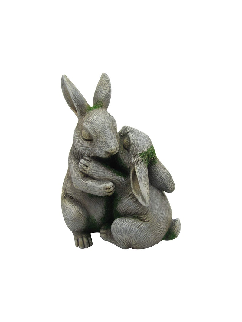 Comfy Hour Farmhouse Collection Resin 6" Embracing Rabbits Statue Garden Decoration - Image 1